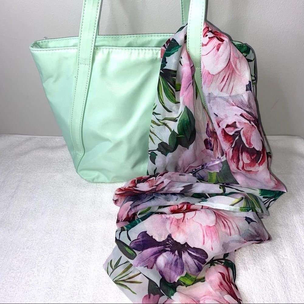 NWT BP. Mint Green Nylon Mini Tote Bag and Scarf !